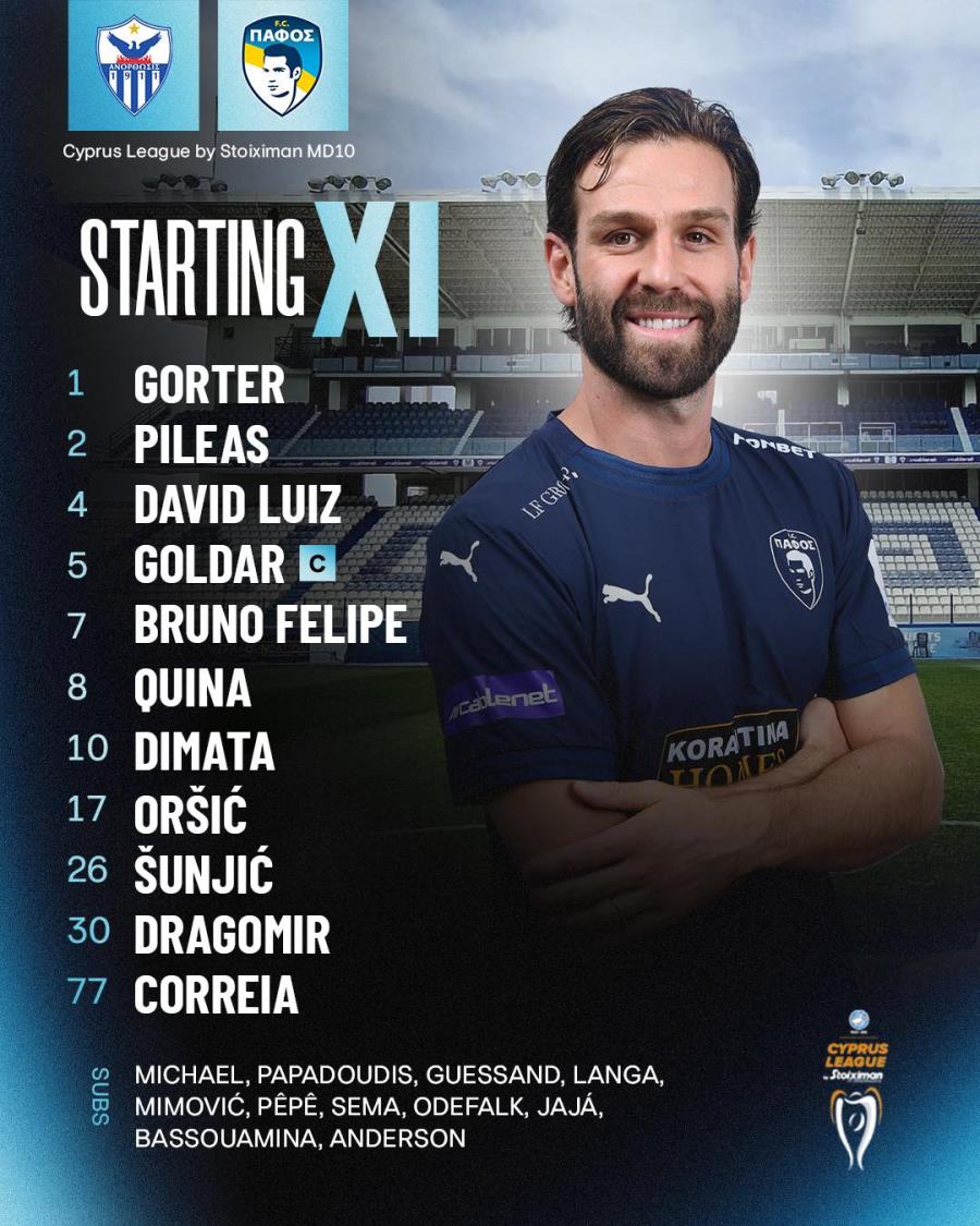 Η 11άδα της Πάφου για το ματς με την Ανόρθωση
