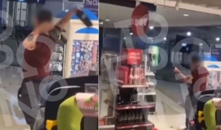 VIDEO: Κύπριος σε κατάσταση αμόκ έσπαγε ότι έβρισκε μπροστά του στο αεροδρόμιο της Αθήνας επειδή έχασε την πτήση του