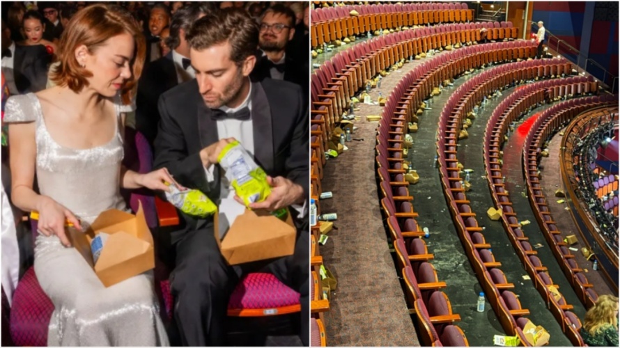 «Οι πλούσιοι αφήνουν τη βρωμιά για τους άλλους»: ΦΩΤΟΓΡΑΦΙΑ με σκουπίδια στην αίθουσα τελετής των Όσκαρ προκαλεί ΟΡΓΗ στα social media