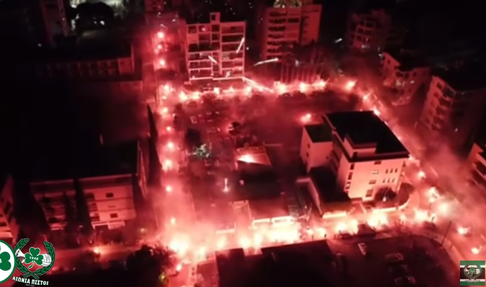 ΒΙΝΤΕΟ: Το ΦΟΒΕΡΟ Pyro Show των οργανωμένων της Ομόνοιας στο πράσινο οίκημα!