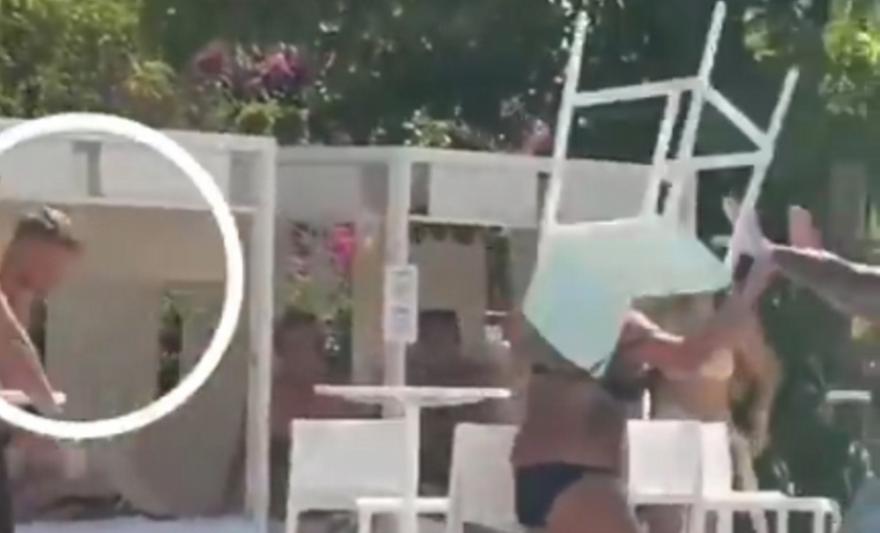 Χαμός σε πισίνα στην Ίμπιζα: Ο ήρωας της Όλνταμ στο Γουέμπλεϊ πέταξε καρέκλα σε γυναίκα! (BINTEO)